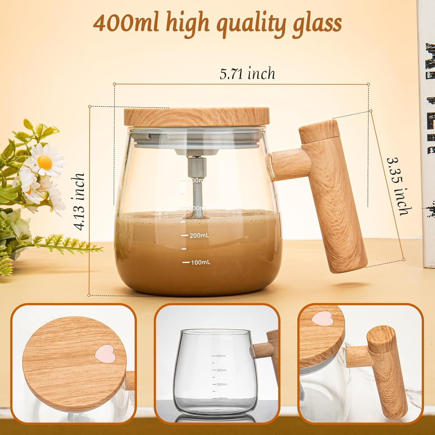 Self-Stirring Electric Coffee Mug (400ml High-Speed Mixing Cup)