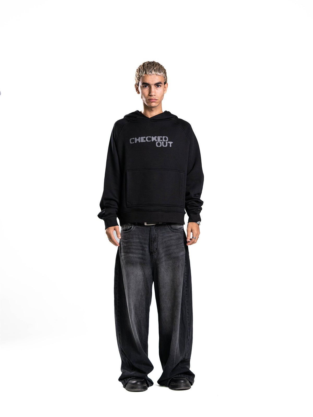 Checked Out Heavyweight Hoodie in Black