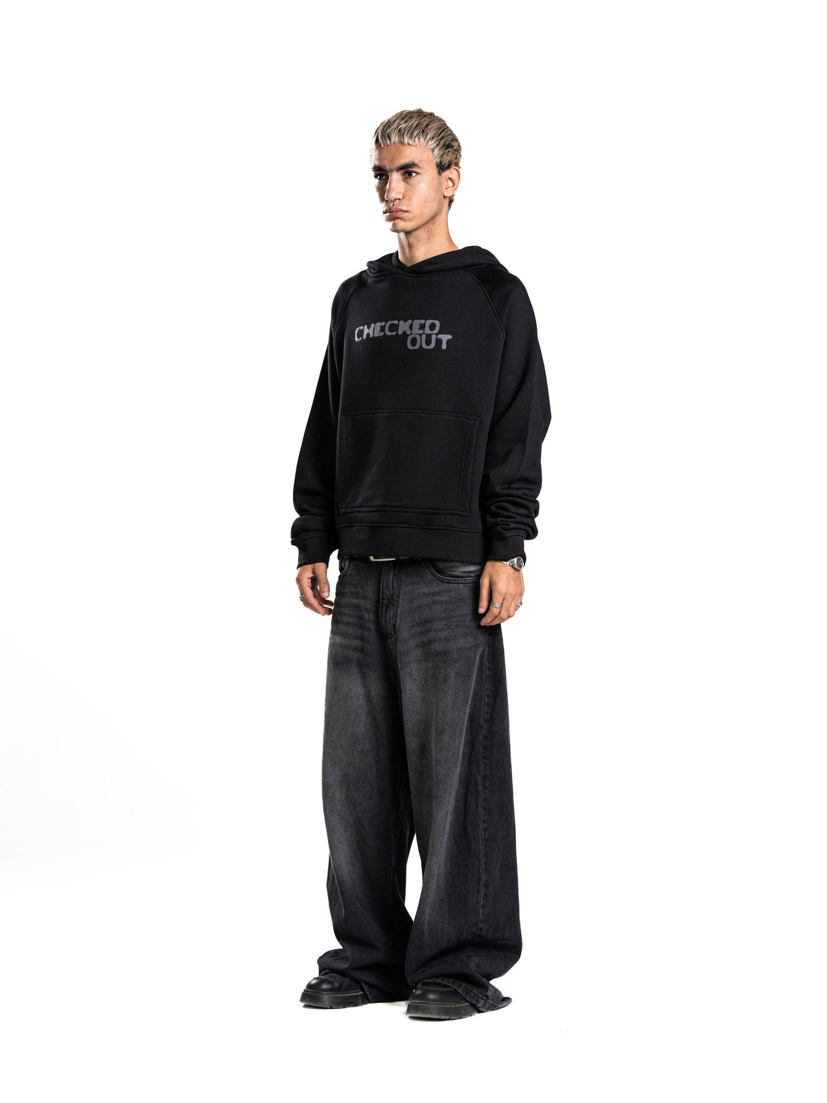 Checked Out Heavyweight Hoodie in Black