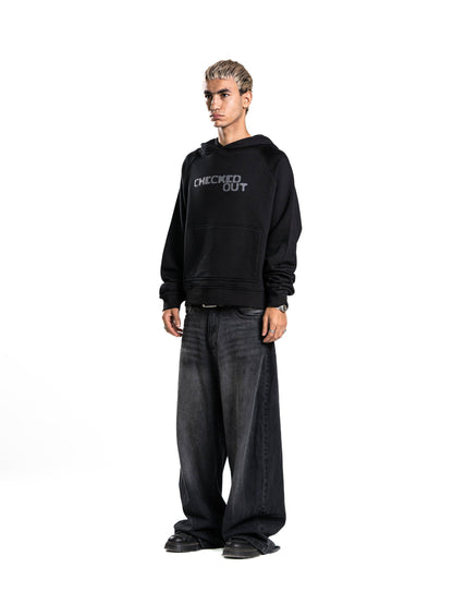 Checked Out Heavyweight Hoodie in Black