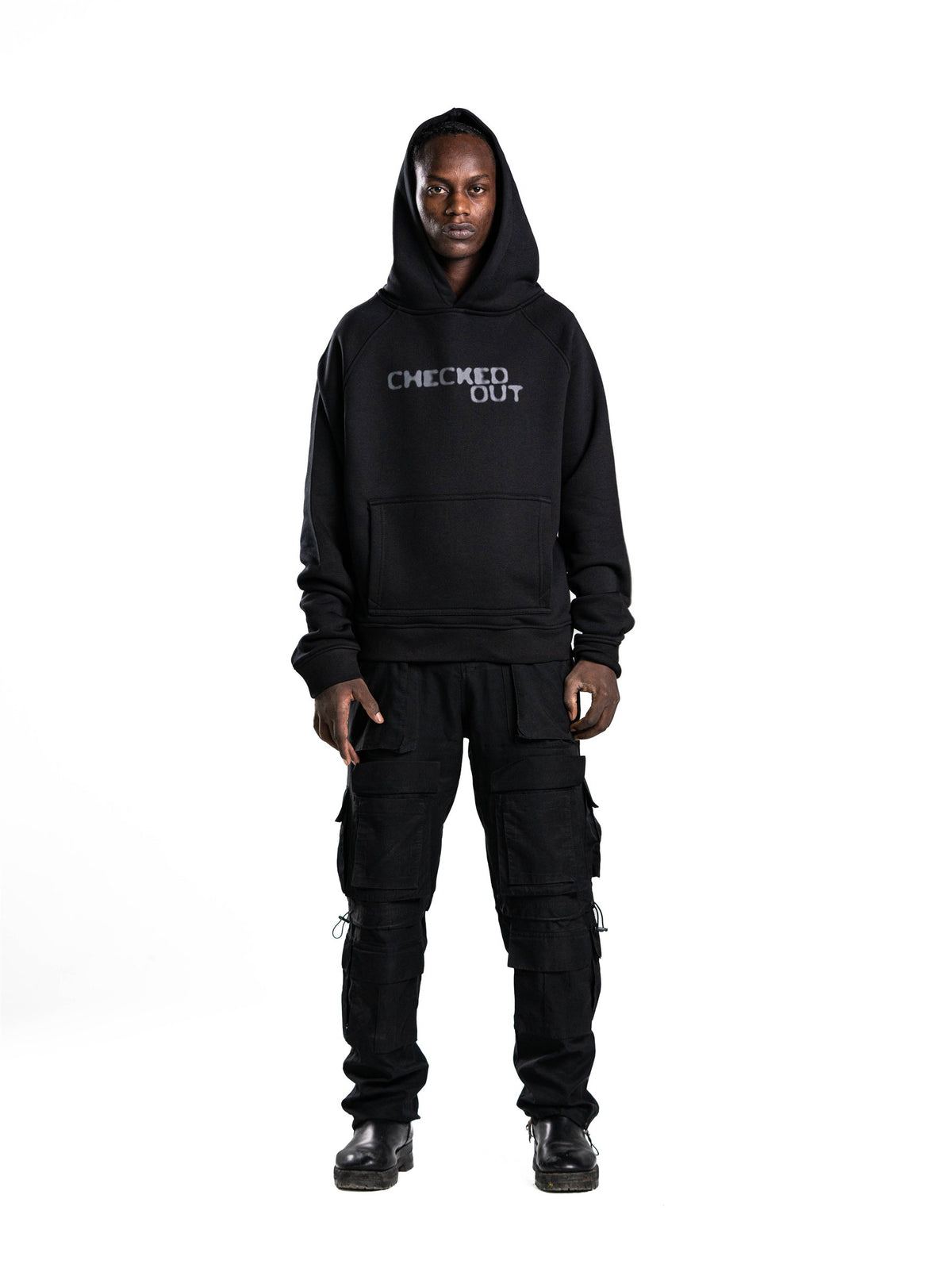 Checked Out Heavyweight Hoodie in Black