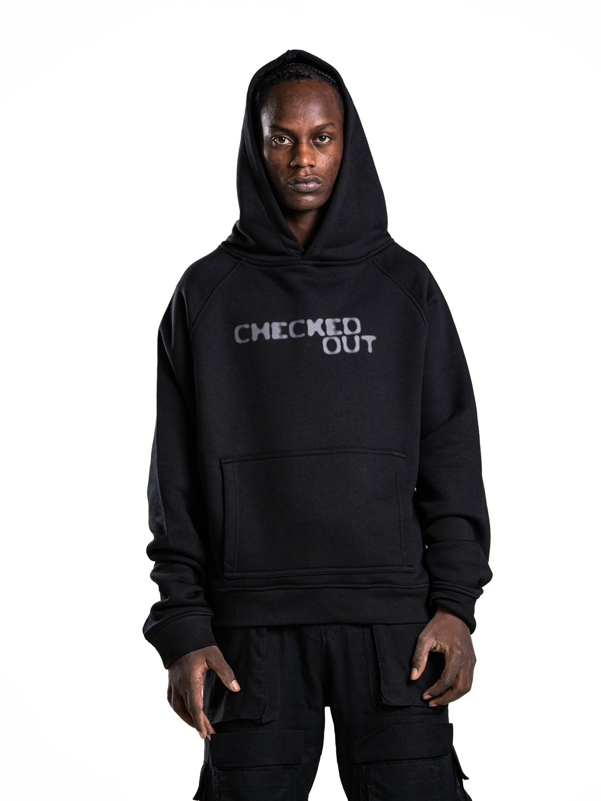 Checked Out Heavyweight Hoodie in Black