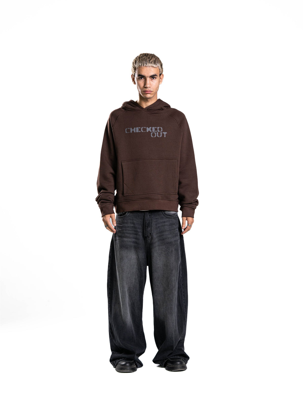Checked Out Heavyweight Hoodie in Brown