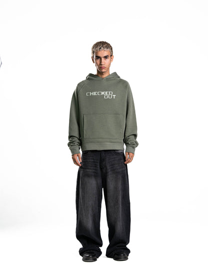 Checked Out Heavyweight Hoodie in Sage Green