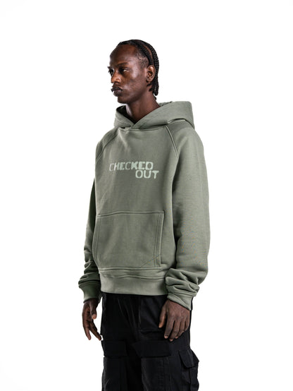 Checked Out Heavyweight Hoodie in Sage Green