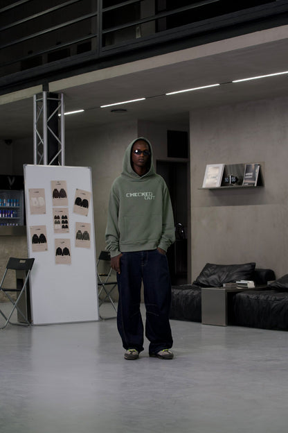 Checked Out Heavyweight Hoodie in Sage Green